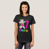 T-shirt Unicorne âgé de 7 ans Dabbing 7e anniversaire fill (Devant entier)