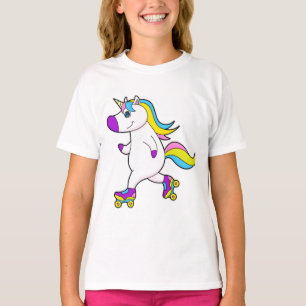T-shirt Unicorne au patinage en ligne avec patins à roulea
