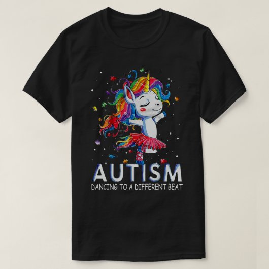 T-shirt Unicorne Autisme Danser pour être un batteur diffé (Design devant)