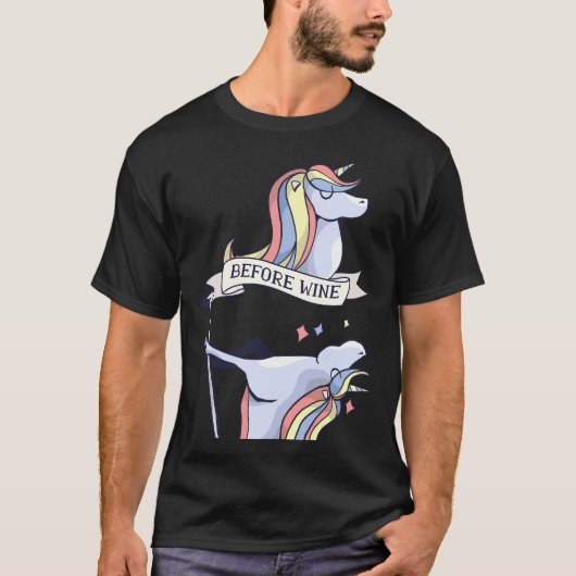 T-shirt Unicorne Avant Vin Après Vin Danser Pole (Devant)