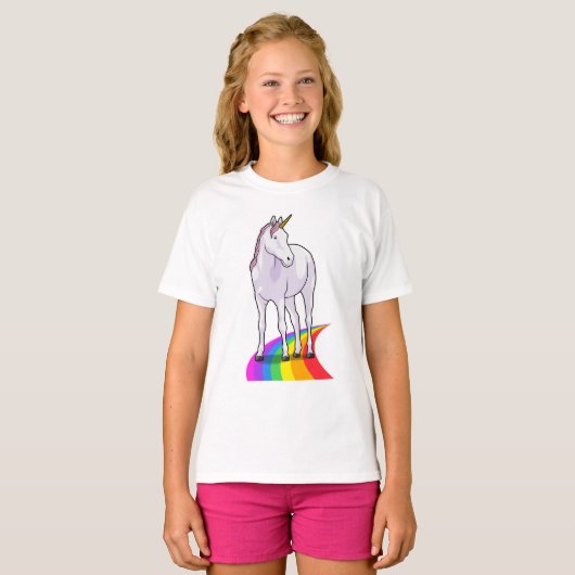 T-shirt Unicorne avec arc-en-ciel (Devant entier)