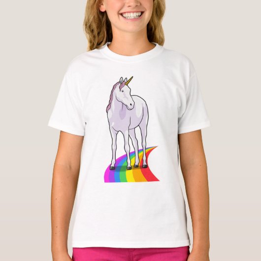 T-shirt Unicorne avec arc-en-ciel (Devant)