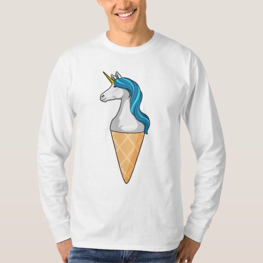 T-shirt Unicorne avec crème glacée gaufre (Devant)