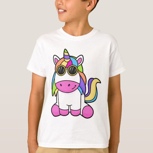 T-shirt Unicorne avec lunettes de soleil (Devant)