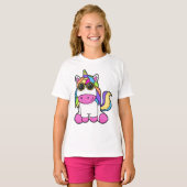 T-shirt Unicorne avec lunettes de soleil (Devant entier)
