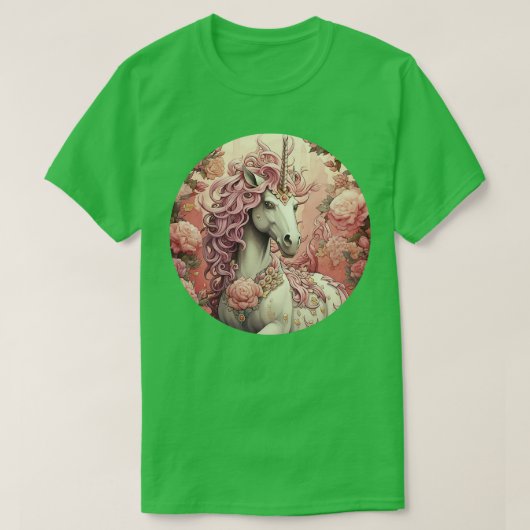 T-shirt Unicorne avec Mane rose (Design devant)