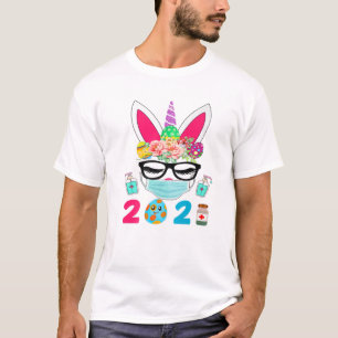 T-shirt Unicorne avec masque facial chasse aux oeufs de qu