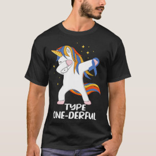 T-shirt Unicorne avec ruban bleu Type 1 Diabète T1D Type