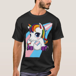 T-shirt Unicorne avec Transgender Color Heart LGBTQ Transg