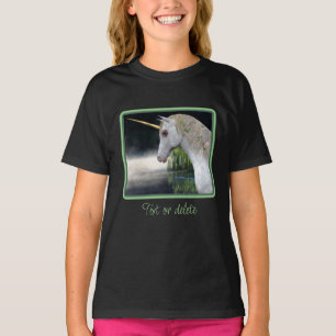 T-shirt Unicorne Blanche Dans Le Cheval Imaginaire De Pois