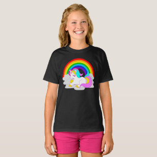 T-shirt Unicorne blanche sur nuage Rainbow Girls' Dark T-S