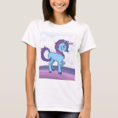 T-shirt Unicorne Bleue Kawaii (Devant)