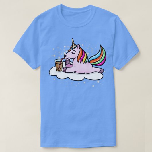 T-shirt Unicorne Boire Boba Milk Tea (Design devant)