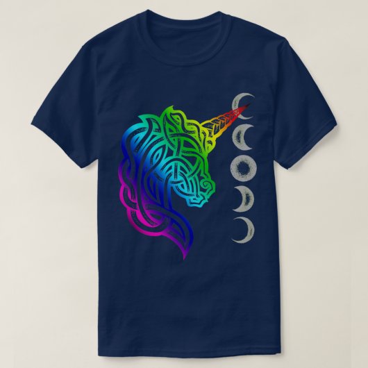 T-shirt Unicorne Celtic Knot Dotwork Rainbow Design (Design devant)