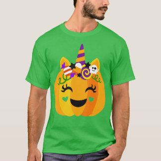 T-shirt Unicorne Citrouille mignon Halloween Thanksgiving