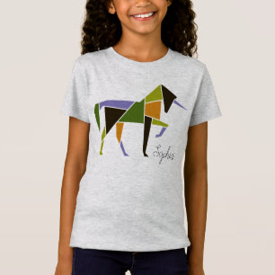 T-Shirt Unicorne colorée - Tangram Abstrait moderne élégan