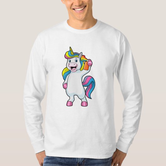 T-shirt Unicorne comme coiffeur avec aérosol (Devant)