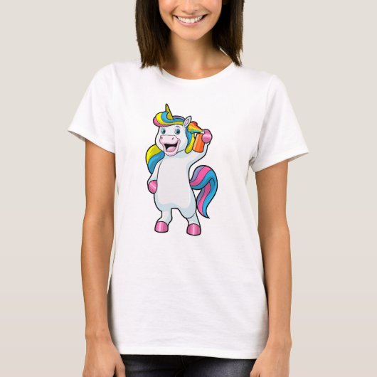 T-shirt Unicorne comme coiffeur avec aérosol (Devant)