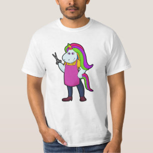 T-shirt Unicorne comme coiffeur avec ciseaux