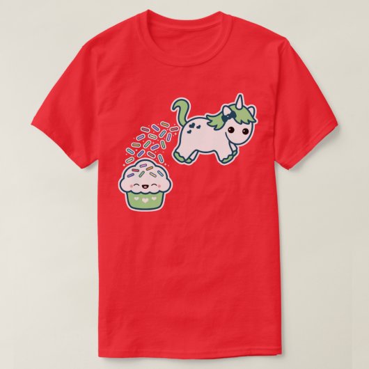 T-shirt Unicorne Cute Pooping (Design devant)