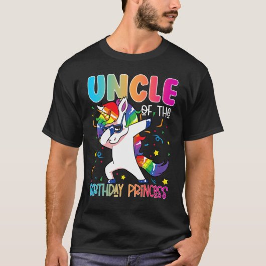 T-shirt Unicorne Dabbing Oncle Of The Birthday Princess Gi (Devant)