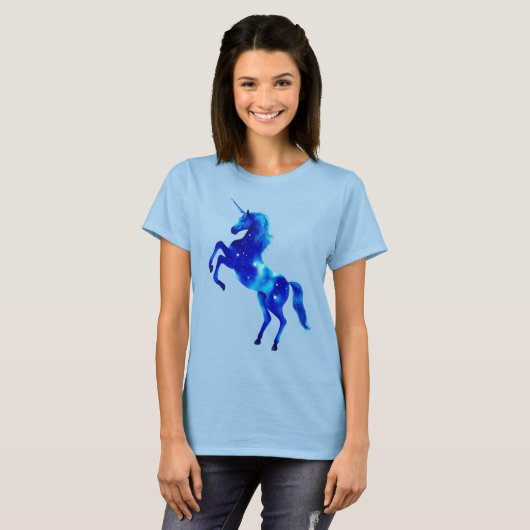 T-shirt Unicorne dans Deep Blue Pleiades Star Image (Devant entier)