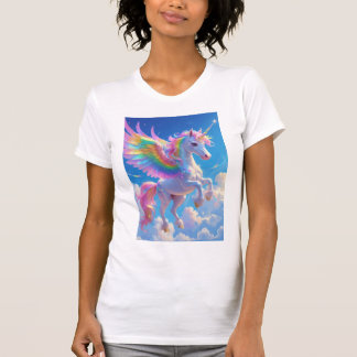 T-shirt Unicorne de la danse ailée arc-en-ciel
