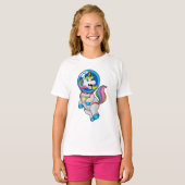T-shirt Unicorne en tant qu'astronaute dans l'espace (Devant entier)