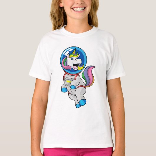 T-shirt Unicorne en tant qu'astronaute dans l'espace (Devant)