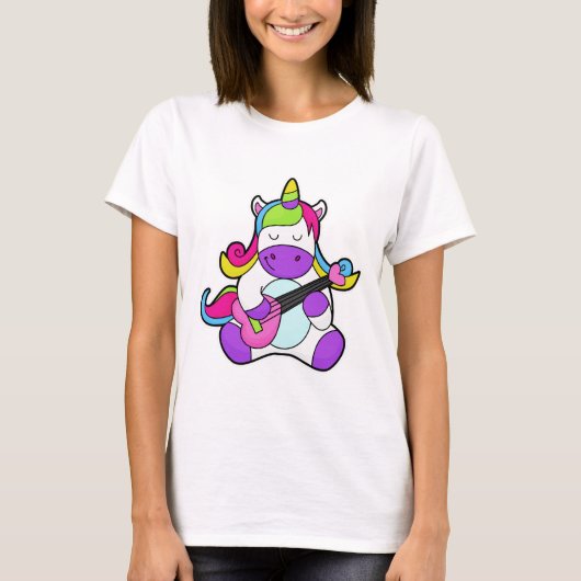 T-shirt Unicorne en tant que musicien avec guitare (Devant)
