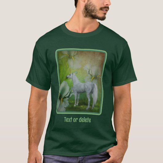 T-shirt Unicorne Et Lilies Imaginaire Cheval Art (Devant)