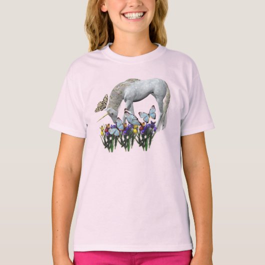 T-shirt Unicorne Et Papillons (Devant)