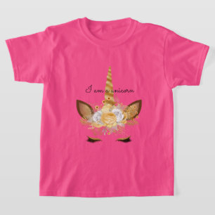 T-shirt Unicorne florale d'or