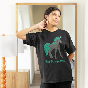 T-shirt Unicorne grise et Turquoise Personnalisée