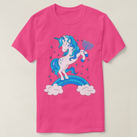 T-shirt Unicorne juive Hanoukka drôle avec Menorah (Design devant)