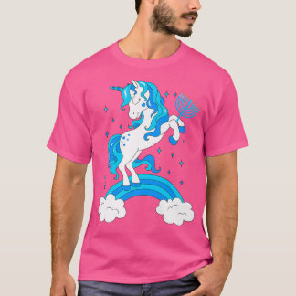 T-shirt Unicorne juive Hanoukka drôle avec Menorah