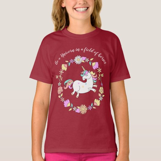 T-shirt Unicorne lunaire dans une couronne (Devant)