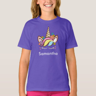 T-shirt Unicorne magique Colorful Nom de la fille Floral