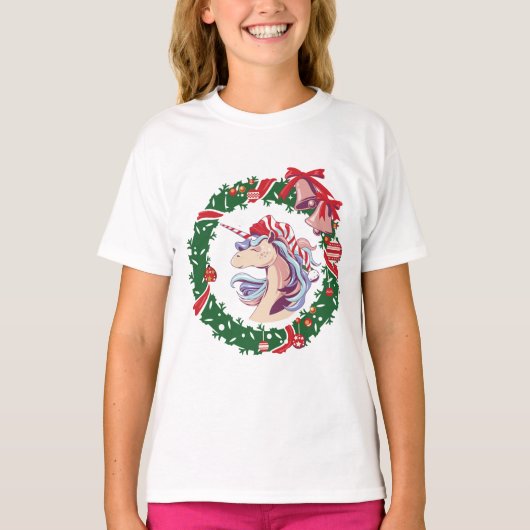 T-shirt Unicorne magique de Noël (Devant)
