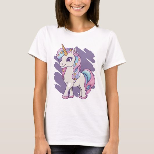 T-shirt Unicorne mauve (Devant)