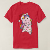 T-shirt Unicorne Noël Santa Clauses Fairy Lights Unico (Design devant)