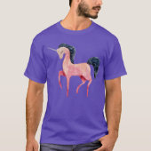 T-shirt Unicorne nordique rose avec Mane noir (Devant)