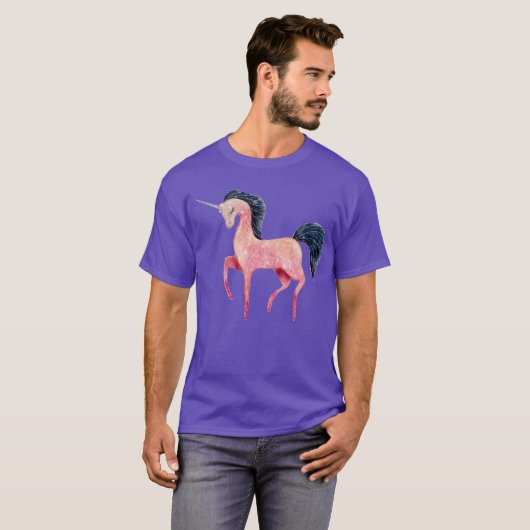 T-shirt Unicorne nordique rose avec Mane noir (Devant entier)