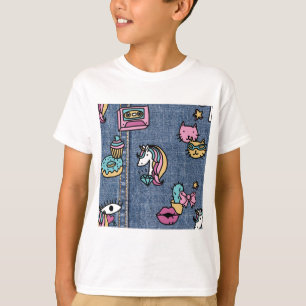 T-shirt unicorne patchs denim