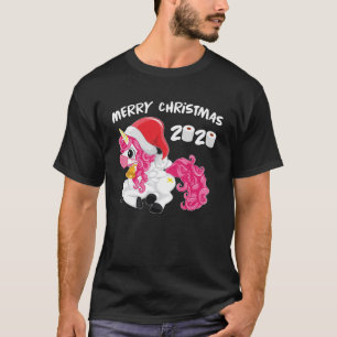 T-shirt Unicorne Quarantine Masque Visage de Noël 2020 Enf