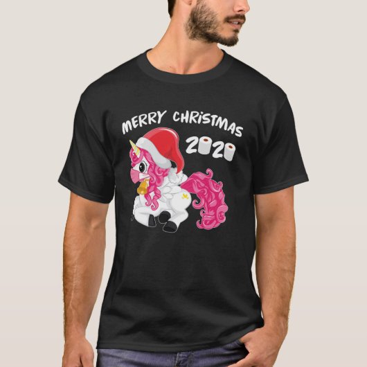 T-shirt Unicorne Quarantine Masque Visage de Noël 2020 Enf (Devant)