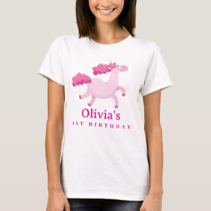 T-shirt Unicorne rose 1ère Mignonne Madère Anniversaire