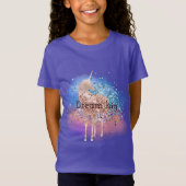 T-Shirt Unicorne rose étincelle Purple Aqua Parties scinti (Devant)