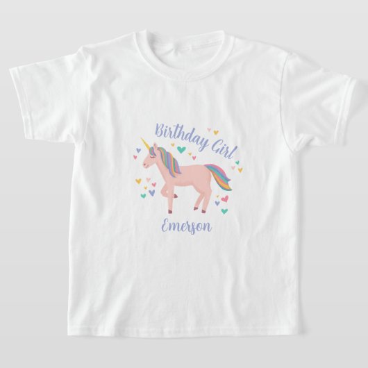 T-shirt Unicorne rose magique fille d'anniversaire (Poser)