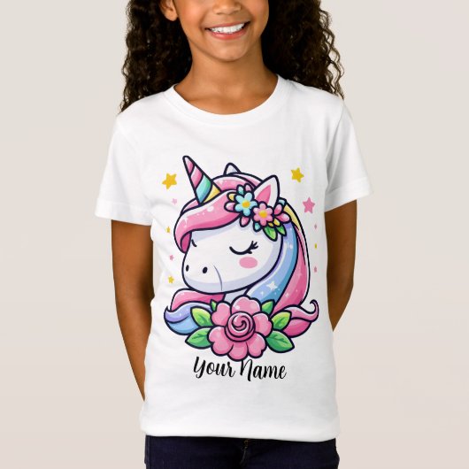 T-Shirt Unicorne rose mignonne (Devant)